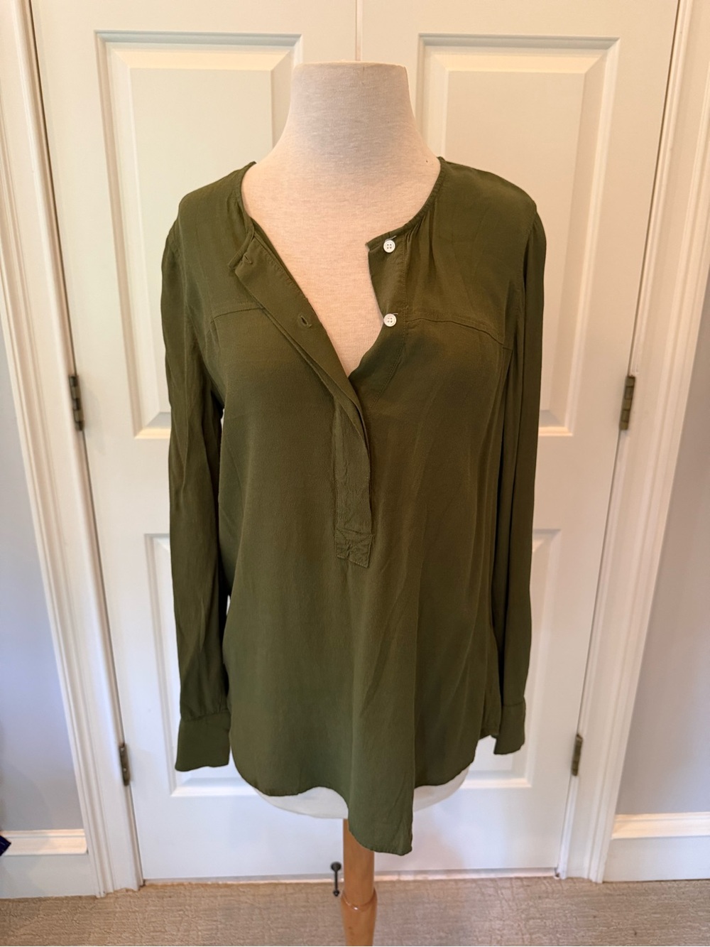 J. Crew Olive Green Henley Long-Sleeve Tunic